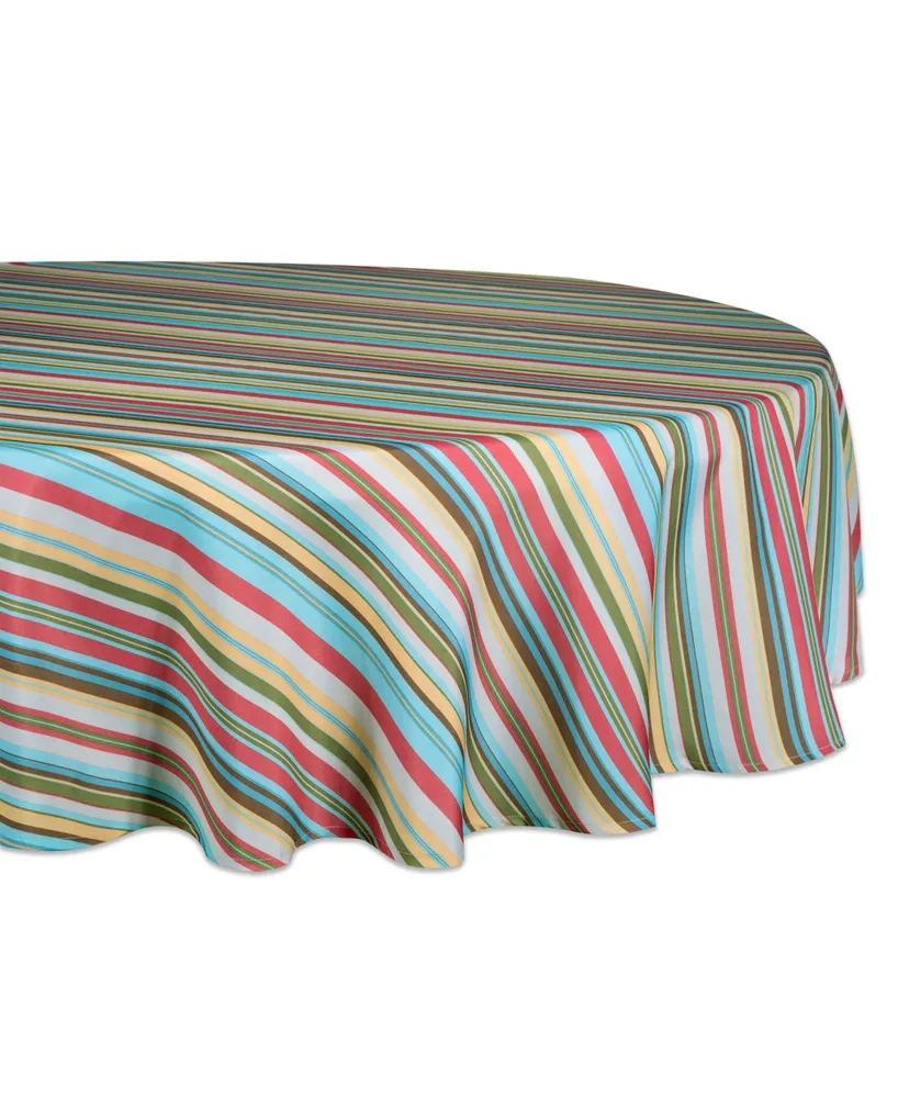 Summer Stripe Outdoor Tablecloth with Zipper 60" Round