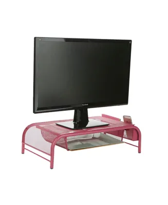 Mind Reader Metal Mesh Monitor Stand And Desk Organizer With Drawer