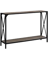 Monarch Specialties 48"L Hall Console Accent Table in Dark Taupe/Black