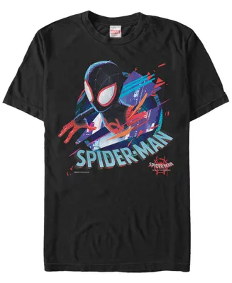 Marvel Men's Spider-Man Into The Spiderverse Distorted Geometric Short Sleeve T-Shirt