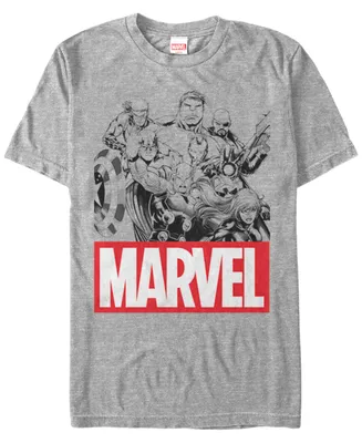 Marvel Men's Comic Collection Line Art Group Shot Short Sleeve T-Shirt