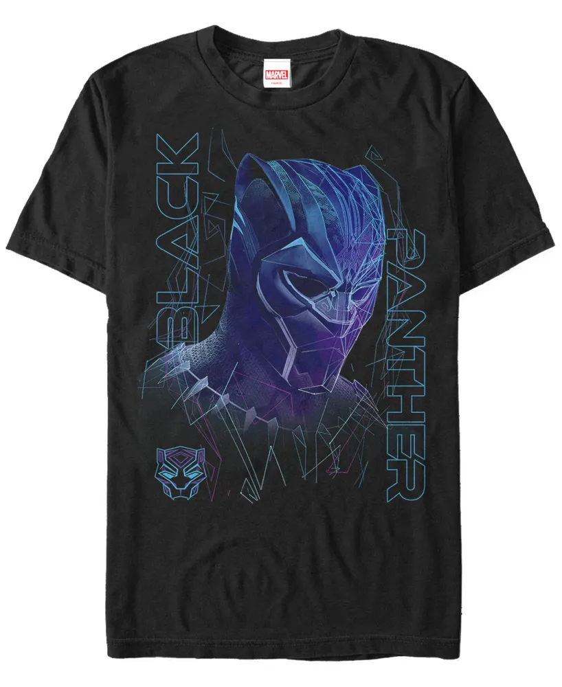 Marvel Men's Black Panther Neon Line Art Short Sleeve T-Shirt