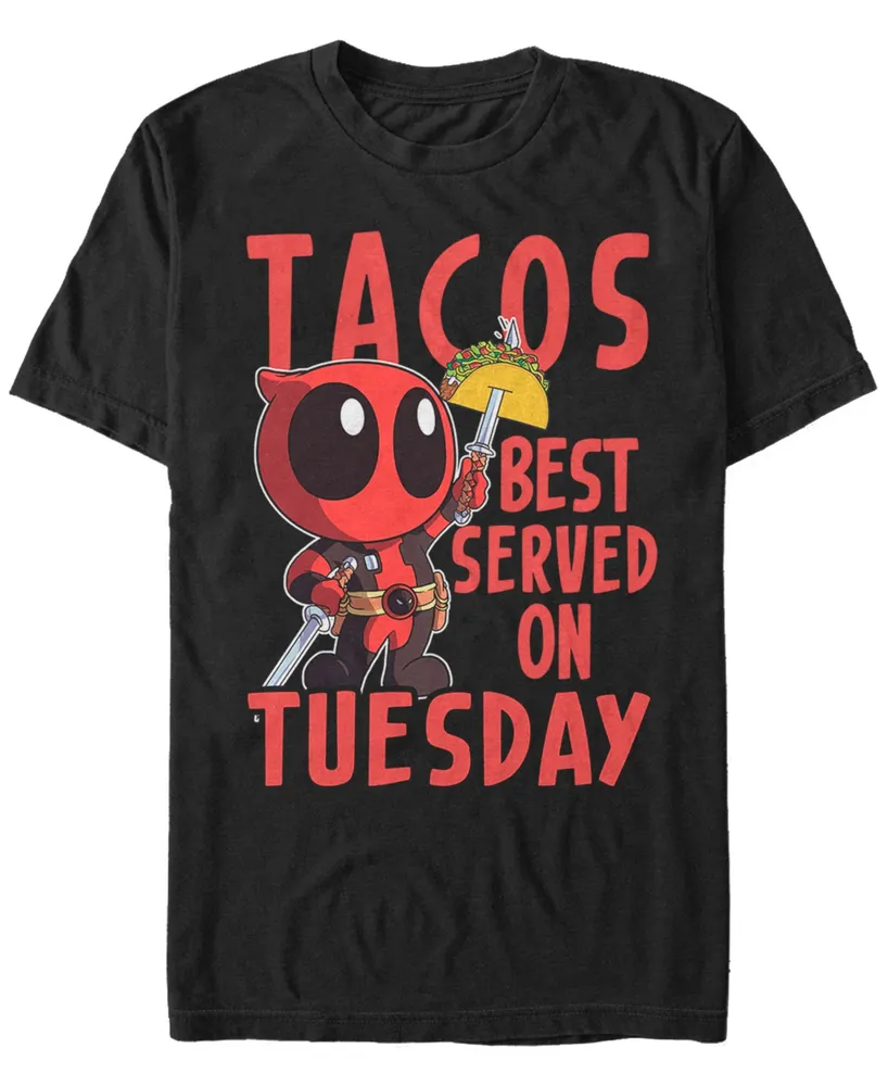 Marvel Men's Deadpool Tacos Best On Tuesday Short Sleeve T-Shirt