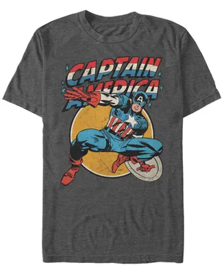Marvel Men's Comic Collection Retro Captain America Action Pose Short Sleeve T-Shirt