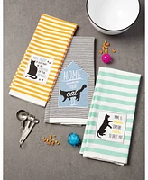 Design Imports Asst Cats Meow Embellished Dishtowel Set of 3