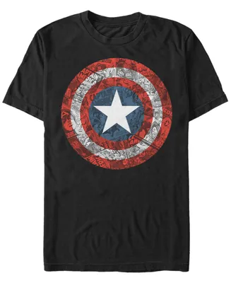 Marvel Men's Comic Collection Captain America Comic Style Shield Short Sleeve T-Shirt