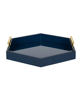 Kate and Laurel Lipton Hexagon Decorative Tray with Metal Handles