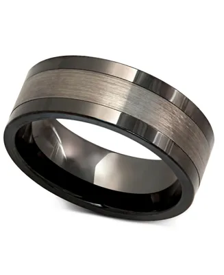 Men's Tungsten Ring, Black Ceramic With Inlay Ring