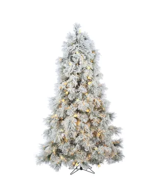 Sterling 7.5Ft. Heavily Flocked Northern Pine with 750 Clear Lights and 85 G40 Warm White Led Lights
