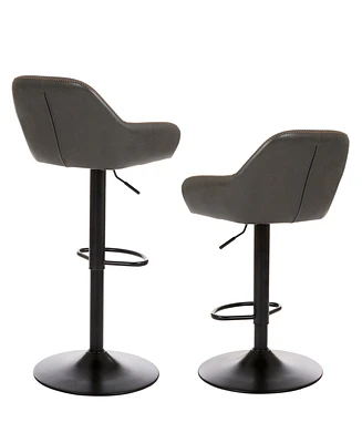 Glitzhome Mid-Century Modern Vintage Leatherette Gaslift Adjustable Swivel Bar Stool Set of 2