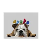 Fab Funky English Bulldog and Birds Canvas Art