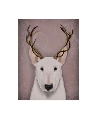 Fab Funky Bull Terrier and Antlers Canvas Art