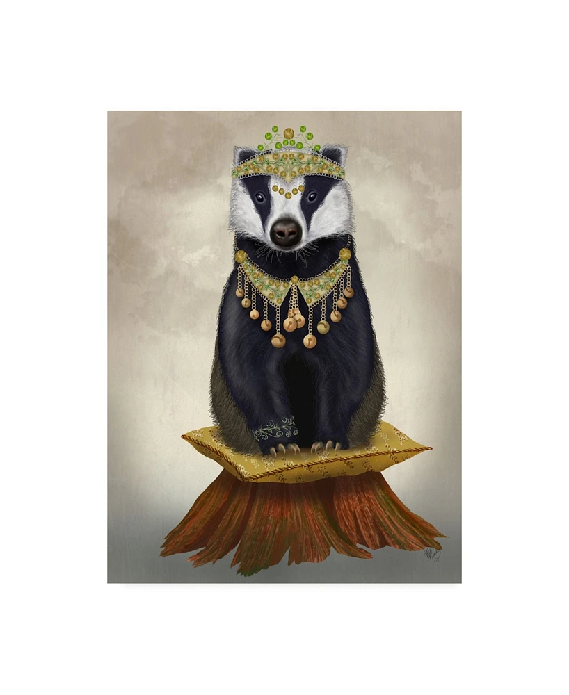 Fab Funky Badger with Tiara, Full Canvas Art - 27" x 33.5"