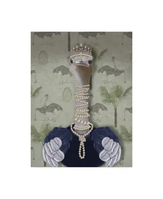 Fab Funky Ostrich and Pearls, Portrait Canvas Art