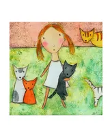 Carla Sonheim Girl with Cats Canvas Art