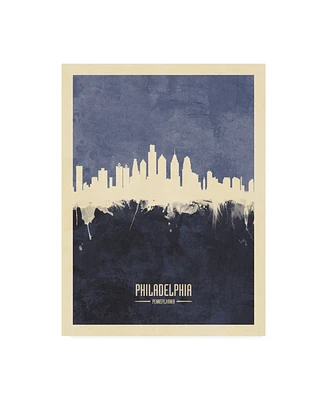 Michael Tompsett Philadelphia Pennsylvania Skyline Navy Canvas Art - 27" x 33.5"