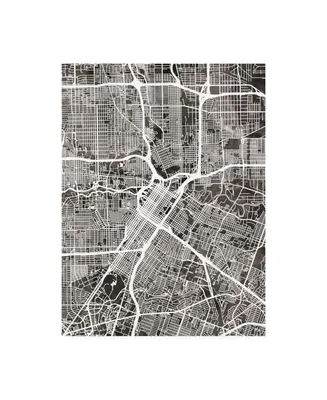 Michael Tompsett Houston Texas City Street Map Black Canvas Art