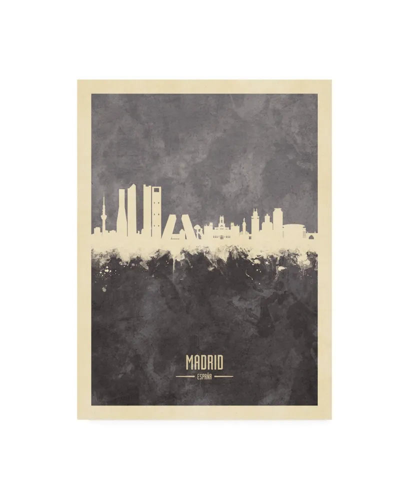 Michael Tompsett Madrid Spain Skyline Gray Canvas Art - 27" x 33.5"