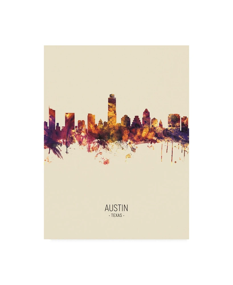 Michael Tompsett Austin Texas Skyline Portrait Iii Canvas Art - 19.5" x 26"