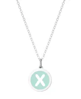 Auburn Jewelry Mini Initial Pendant Necklace Sterling Silver and Mint Enamel, 16" + 2" Extender