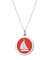 Auburn Jewelry Sailboat Pendant Necklace in Sterling Silver and Enamel, 16" + 2" Extender