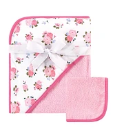 Luvable Friends Hooded Towel and Washcloth Set, Floral