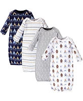 Luvable Friends Cotton Gowns, Tribe, 4 Pack, 0-6 Months