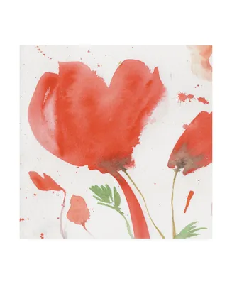 Sheila Golden Crimson Poppies Abstract Canvas Art