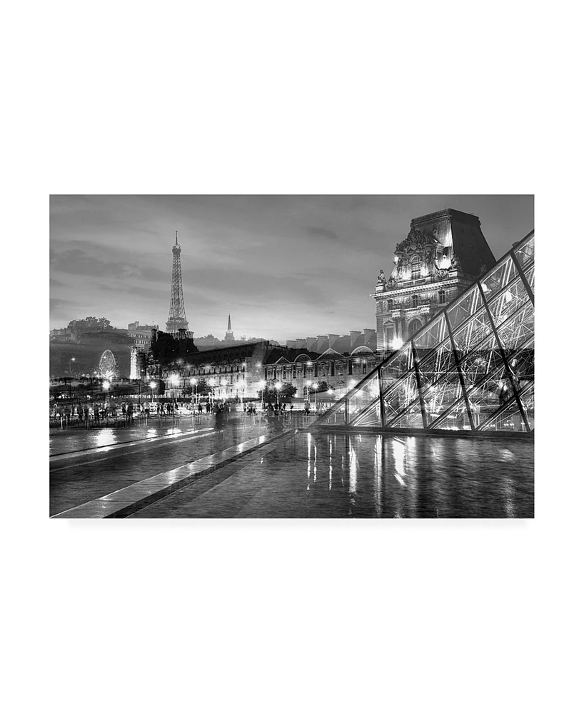 Alan Blaustein Louvre with Eiffel Tower Vista #2 Canvas Art - 19.5" x 26"