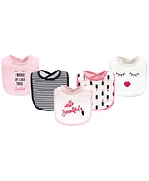 Little Treasure Baby Girl Cotton Bibs 5pk, Lipstick, One Size