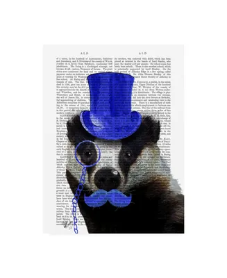 Fab Funky Badger with Blue Top Hat and Moustache Canvas Art