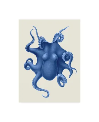Fab Funky Blue Octopus on Cream D Canvas Art - 36.5" x 48"
