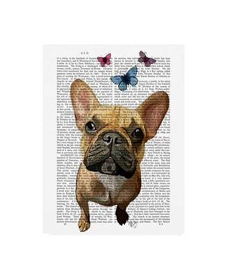 Fab Funky Brown French Bulldog and Butterflies Canvas Art - 19.5" x 26"