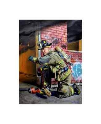 Paul Walsh Lets Go Fire Fighter Canvas Art