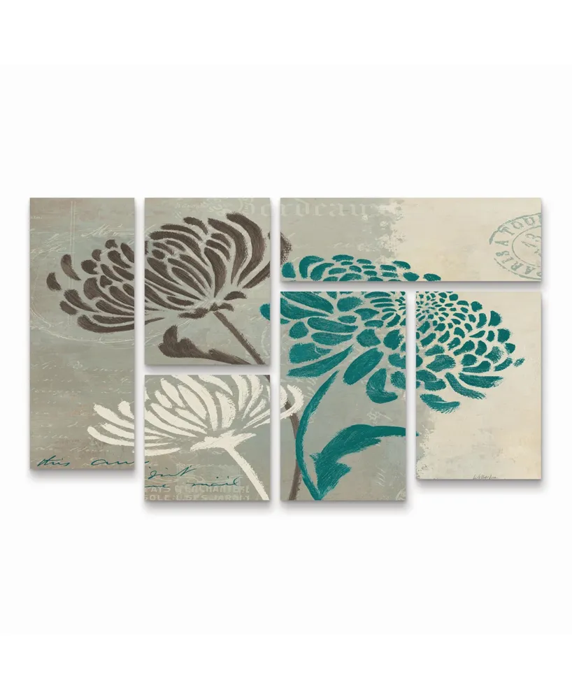 Wellington Studio Chrysanthemums Ii Multi Panel Art Set 6 Piece - 49" x 19"