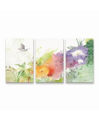 Sheila Golden Heron Taking Flight Multi Panel Art Set 3 Piece - 49" x 19"