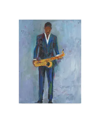 Samuel Dixon Sax in a Blue Suit Canvas Art - 20" x 25"