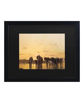Charles Emile De Tournemine African Elephants Matted Framed Art - 15" x 20"