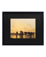 Charles Emile De Tournemine African Elephants Matted Framed Art - 15" x 20"