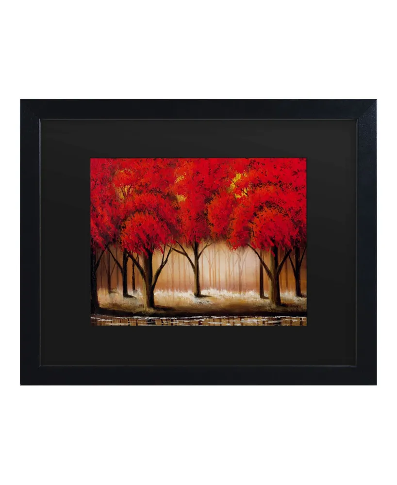 Masters Fine Art Parade of Red Trees Ii Matted Framed Art - 15" x 20"