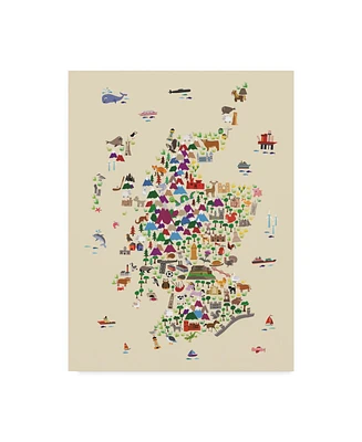 Michael Tompsett Animal Map of Scotland For Children and Kids Beige Canvas Art - 37" x 49"