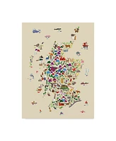 Michael Tompsett Animal Map of Scotland For Children and Kids Beige Canvas Art - 37" x 49"