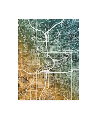 Michael Tompsett Atlanta Georgia City Map Teal Orange Canvas Art - 20" x 25"