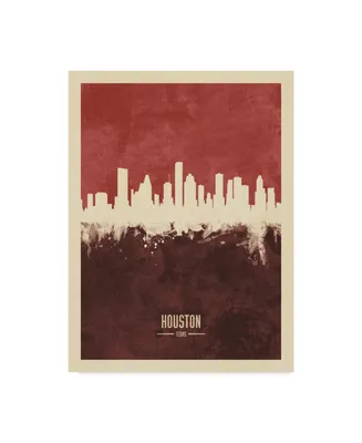 Michael Tompsett Houston Texas Skyline Red Ii Canvas Art - 37" x 49"