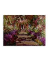 Claude Monet A Pathway in Monet's Garden Floating Brushed Aluminum Art - 22" x 25"