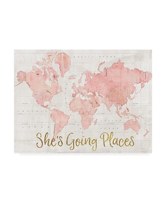 Sue Schlabach Across the World She's Going Places Pink Canvas Art - 20" x 25"