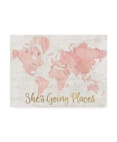 Sue Schlabach Across the World She's Going Places Pink Canvas Art - 20" x 25"