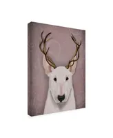 Fab Funky Bull Terrier and Antlers Canvas Art - 15.5" x 21"