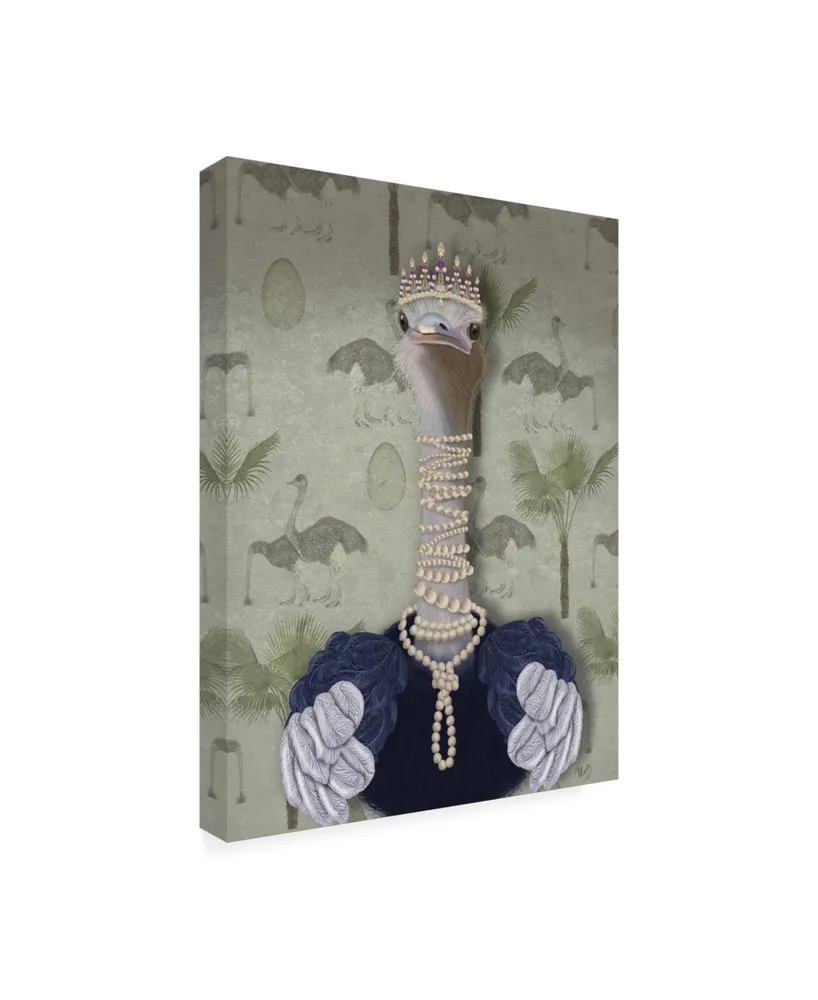 Fab Funky Ostrich and Pearls, Portrait Canvas Art