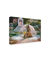 David Lloyd Glover Spring Fountain and Pond Canvas Art - 37" x 49"